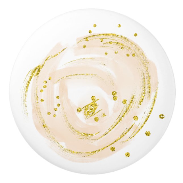 Keramisk låda Drag Guld Ro Bud Knopp (Framsidan)