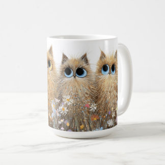 Keramisk Mugg-Bedårande Ludna Katter och Blommor Kaffemugg