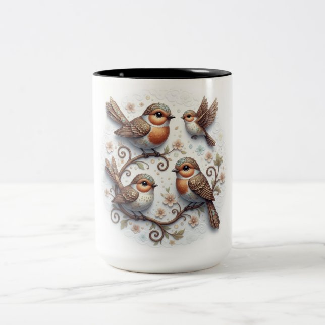 Keramisk mugg med fåglar (Center)