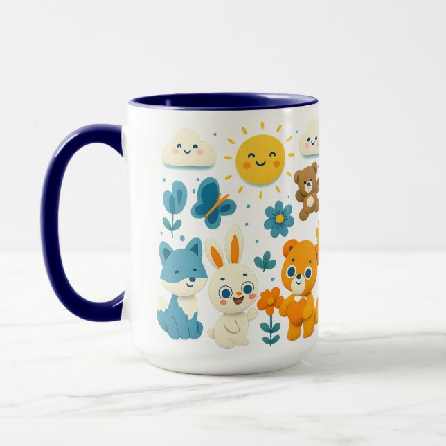 Keramisk Mugg med Fantasifulla Skogsvänner (Vänster)