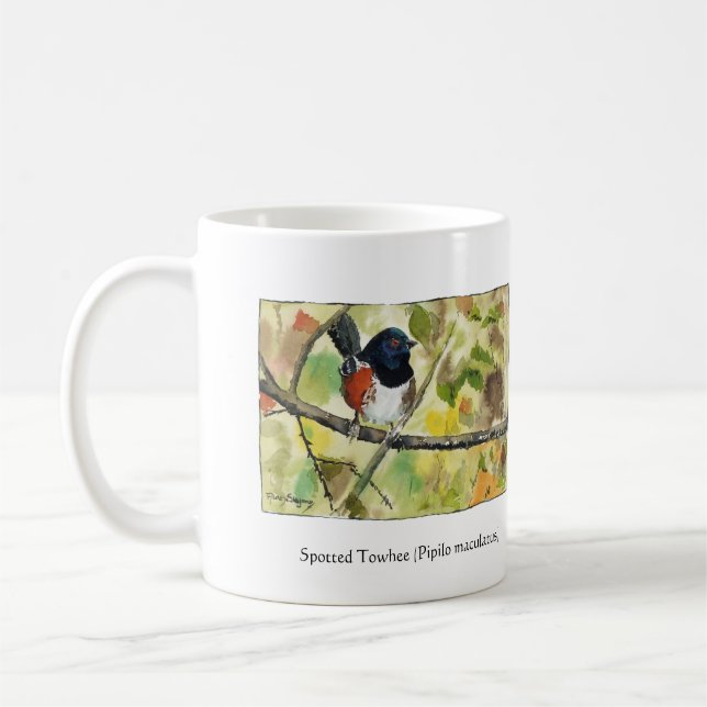 Keramisk mugg med fläckig törnskata-fågeldesign (Vänster)