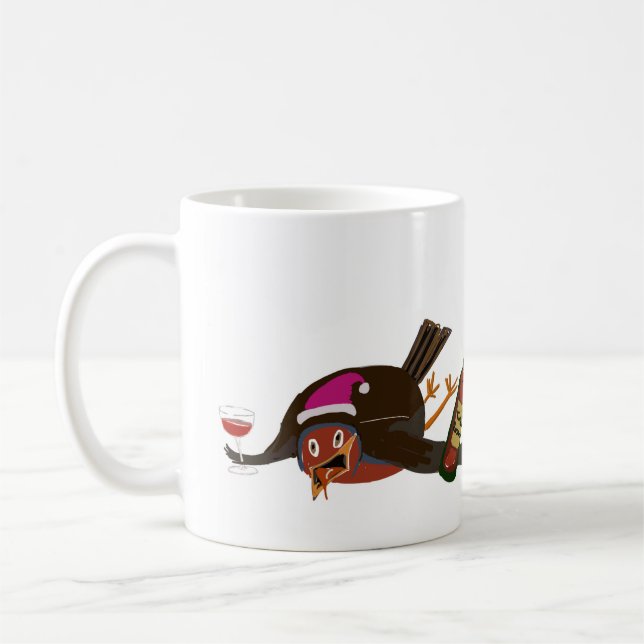 Keramisk mugg med Flat Out Robin-design (Vänster)