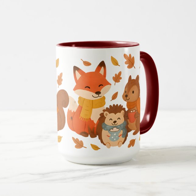 Keramisk Mugg med Höstskogs Djur (Framsida höger)
