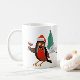 Keramisk mugg med julglädje Robin-design