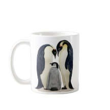 Keramisk mugg med penguinfamiljdesign