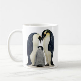 Keramisk mugg med penguinfamiljdesign