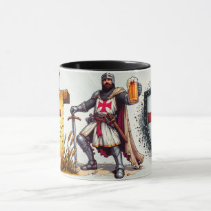 Keramisk öl mugg med Crusader Knight-design