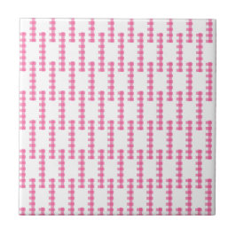 Keramisk platt rosa & vit randig fyrkantig kakelplatta