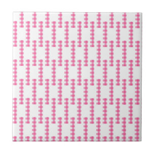 Keramisk platt rosa & vit randig fyrkantig kakelplatta
