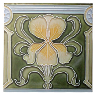 Keramisk platta - Art Nouveau Iris kantplatta Kakelplatta