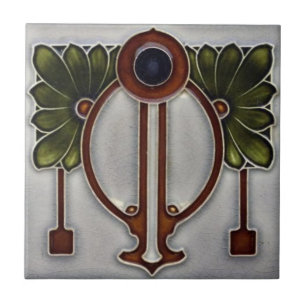 Keramisk platta - Art Nouveau Vintage Blommig Kakelplatta