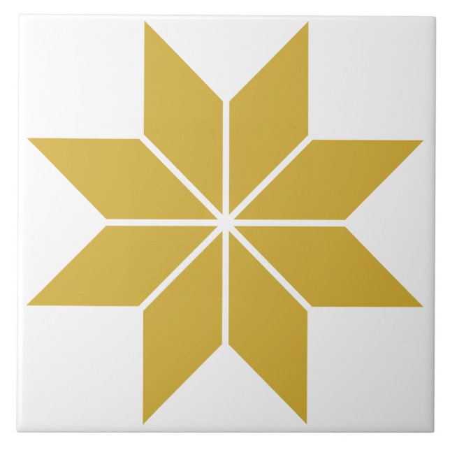 Keramisk platta av gyllene geometrisk vintage kakelplatta (Framsidan)