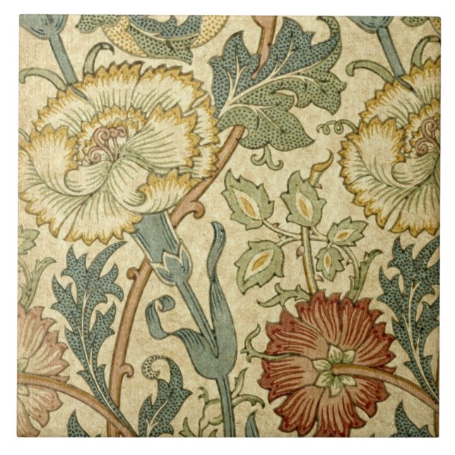 Keramisk platta - Blommig vintageutskrift Kakelplatta (Framsidan)