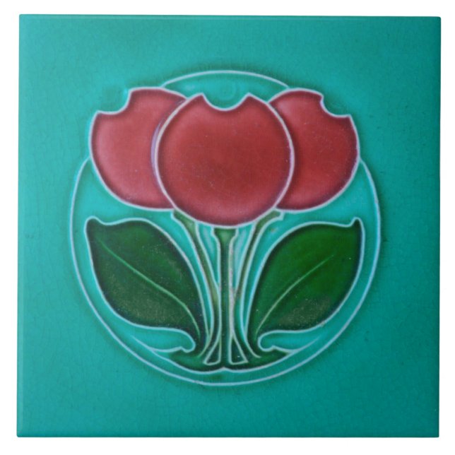 Keramisk platta från art nouveau kakelplatta (Framsidan)