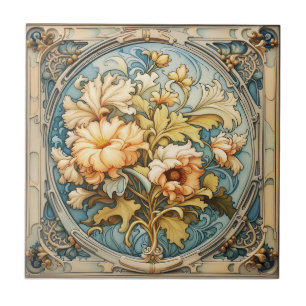 Keramisk platta från art nouveau under 1800-talet kakelplatta