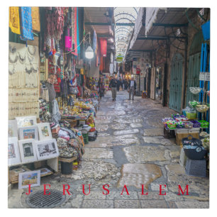 Keramisk platta i Jerusalem Old City alley Kakelplatta