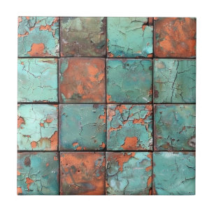 Keramisk platta med distressed kopparpatina kakelplatta