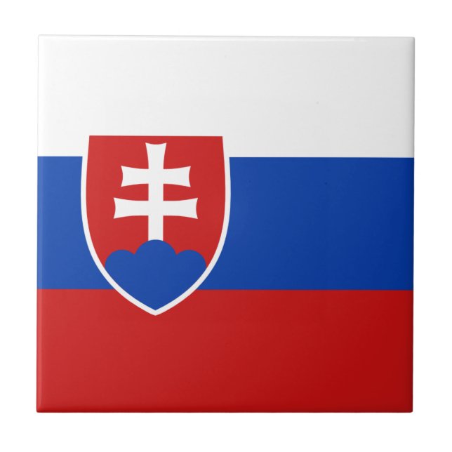 Keramisk platta med Slovakiens flagga Kakelplatta (Framsidan)