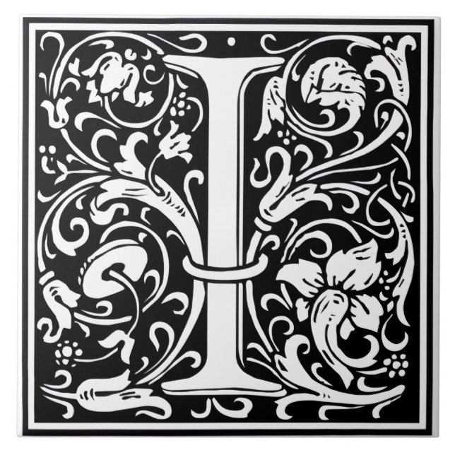Keramisk platta - Monogram alfabet I svart vit Kakelplatta (Framsidan)