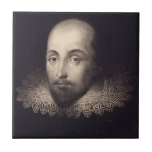 keramisk platta "Porträtt of Shakespeare" Kakelplatta