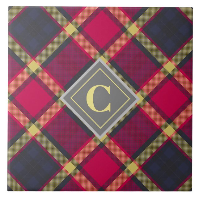 Keramisk platta - skotsk tartan initial kakelplatta (Framsidan)