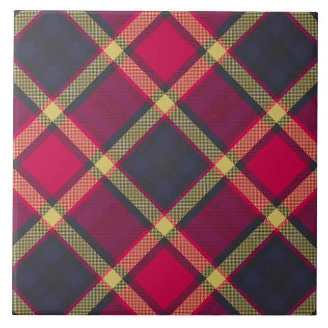 Keramisk platta - skotsk tartan kakelplatta (Framsidan)