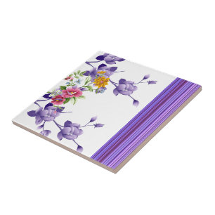 Keramisk plattan Blommigt Rand Kakelplatta