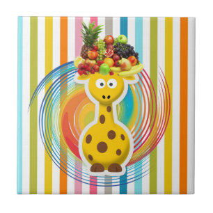 Keramisk plattor Giraffe Fruit Colorful Färg Kakelplatta