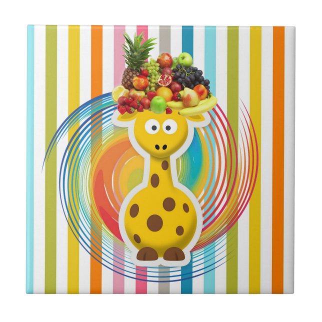 Keramisk plattor Giraffe Fruit Colorful Färg Kakelplatta (Framsidan)