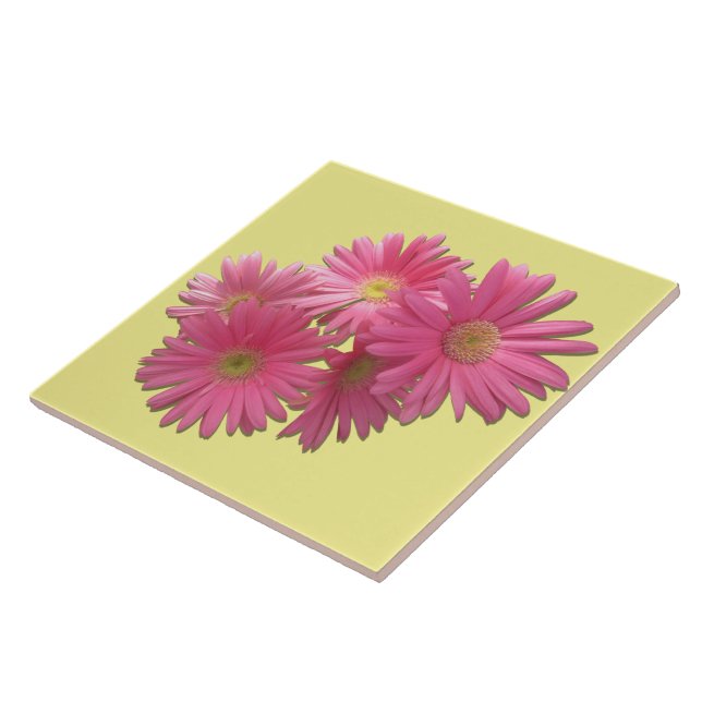 Keramisk plattor - Mörk Rosa Gerbera Daisy Kakelplatta (Sidan)