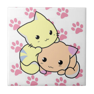 Keramisk plattor Rosa Tass Djurskydd Katt Hundar Kakelplatta