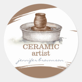 Keramisk präst Verktyg som skulpterar handgjorda k Runt Klistermärke