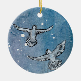 Keramisk prydnad för duvor julgransprydnad keramik