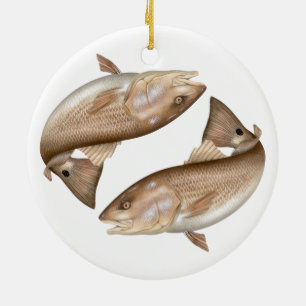 Keramisk prydnad för röda Redfish (trumma) Julgransprydnad Keramik