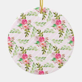Keramisk prydnad med blommor och blad julgransprydnad keramik