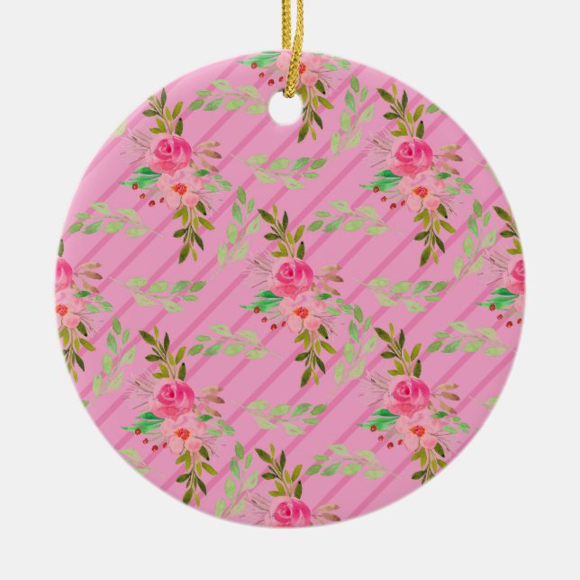 Keramisk prydnad med blommor och blad julgransprydnad keramik (Framsidan)