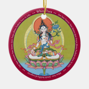 KERAMISK PRYDNAD - vit Tara och slut upp av Julgransprydnad Keramik