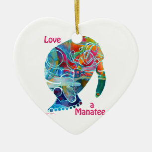 Keramisk prydnadkärlek en Manatee Julgransprydnad Keramik