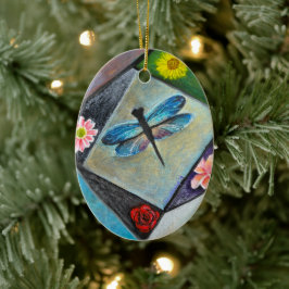 Keramisk prydnadsföremål - en Dragonfly-konst Julgransprydnad Keramik