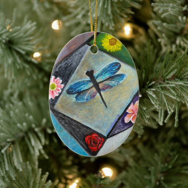 Keramisk prydnadsföremål - en Dragonfly-konst Julgransprydnad Keramik (Träd)