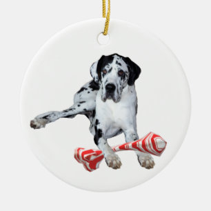 Keramisk prydnadsväxter Harlequin Great dane Julgransprydnad Keramik