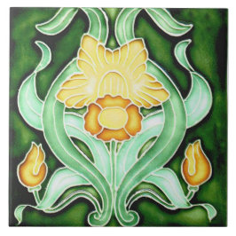 Keramisk ril - Art nouveau Vår Daffodil Kakelplatta