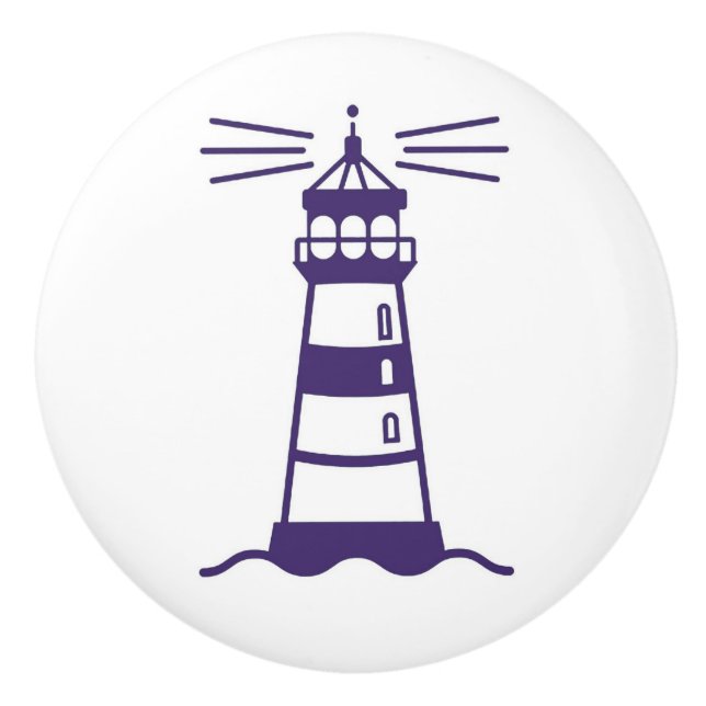 Keramisk ritning/dörrknutar - nautiskt fyr knopp (Framsidan)