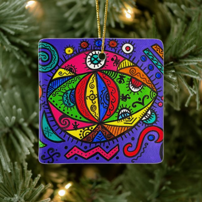 Keramisk ruta julgransprydnad keramik (Träd)