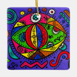 Keramisk ruta julgransprydnad keramik