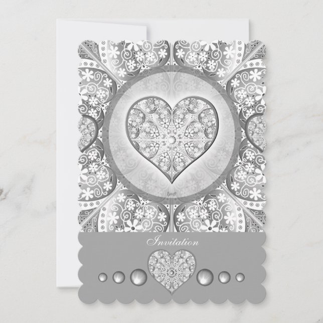 Keramisk Snöre grått Inbjudningar (Framsida)