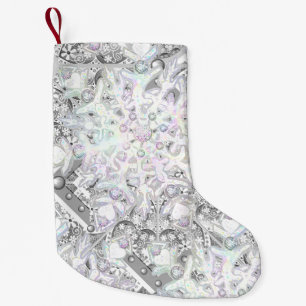 Keramisk snöre grått och snöflake liten julstrumpa