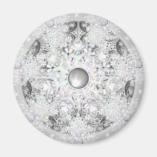 Keramisk Snöre Grått och snöflake Magnet