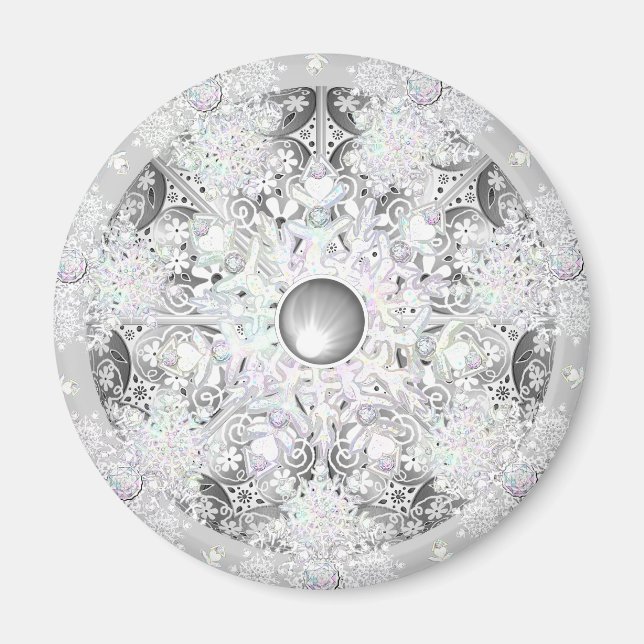 Keramisk Snöre Grått och snöflake Magnet (Framsidan)