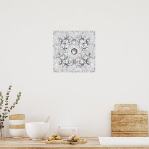 Keramisk snöre grått och snöflake poster